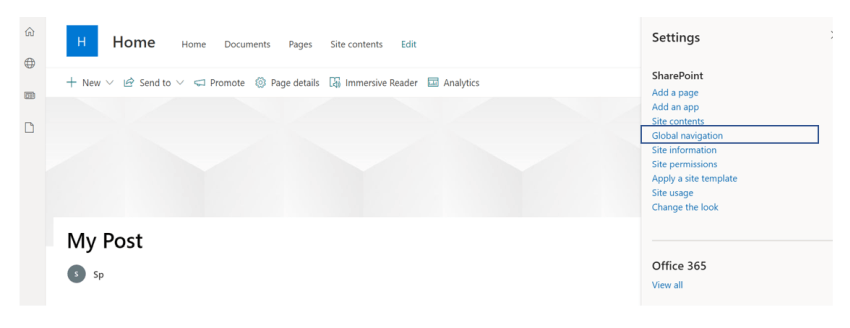 Setting up SharePoint Home Site